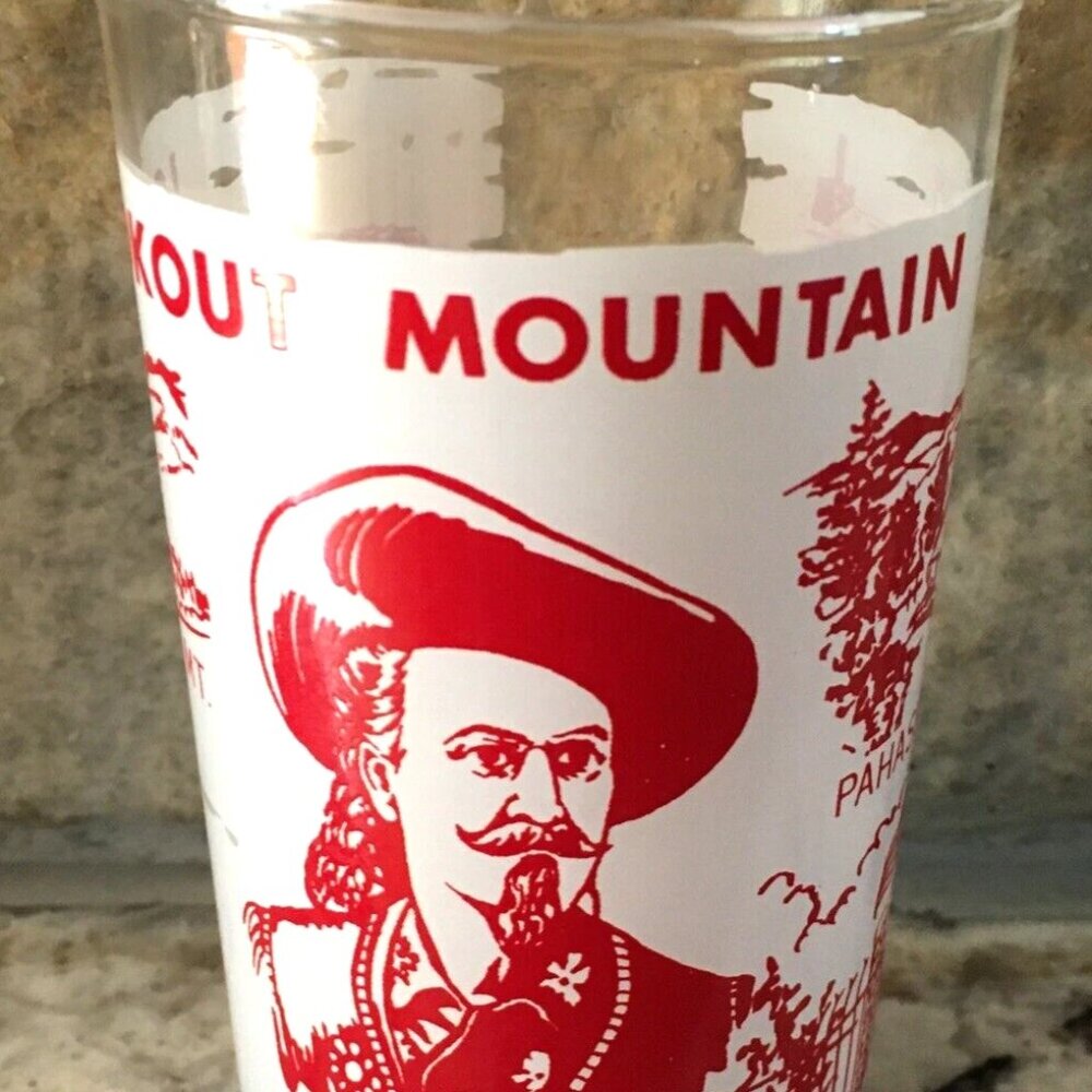 Vintage Buffalo Bill Old West Colorado Souvenir Glass Lookout Mountain 1960's